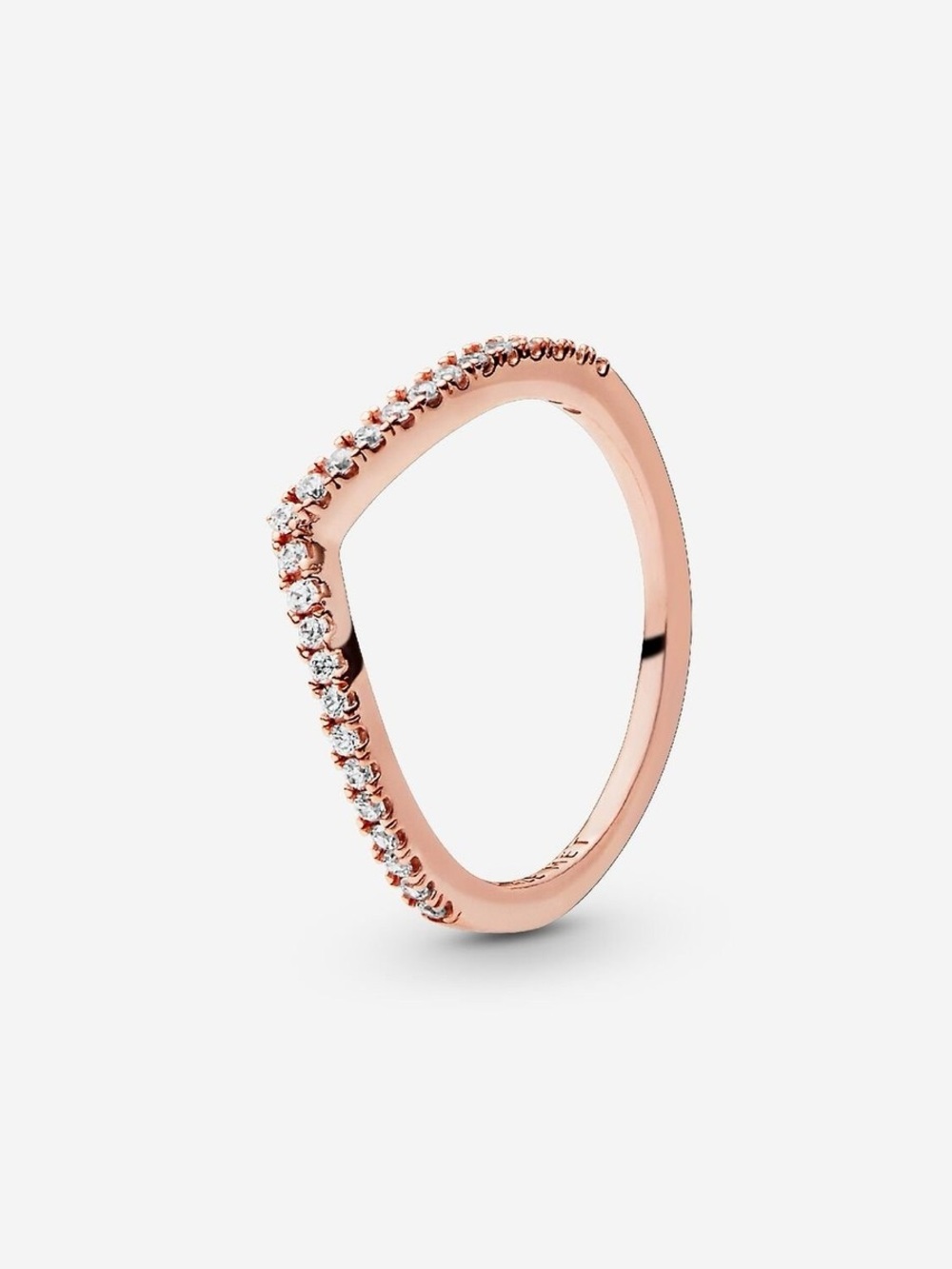 Pandora Rose-Tone V Band with Clear Pavé Stones
